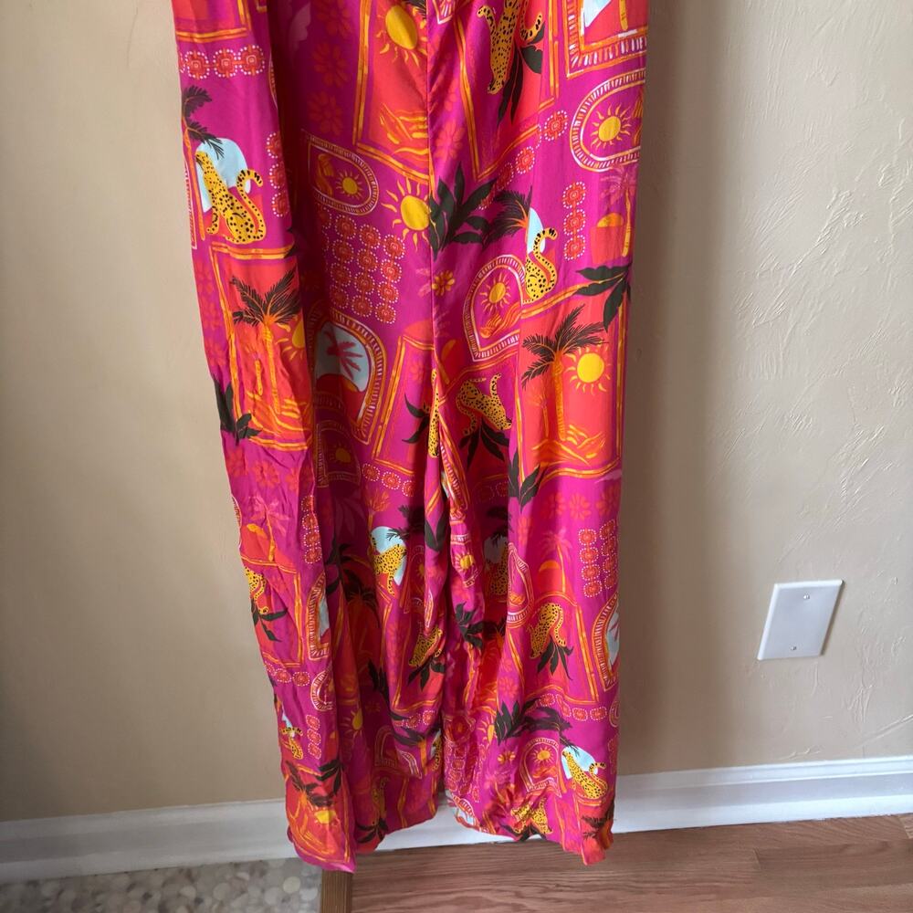 Old Navy Sleeveless Wide-Leg Jumpsuit Pink Tropical Beachy Size 3X - Picture 9 of 13
